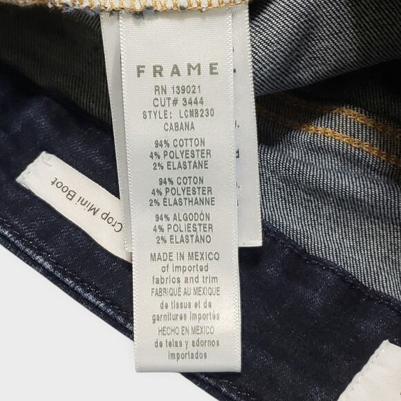 Frame Le Crop Mini Boot Jean Cabana Dark Wash Sz 26 Minimalist Contemporary - Picture 8 of 16